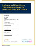 Cover page of Implications of Global Electric Vehicle Adoption Targets for&nbsp;the Light Duty Auto Industry in Mexico